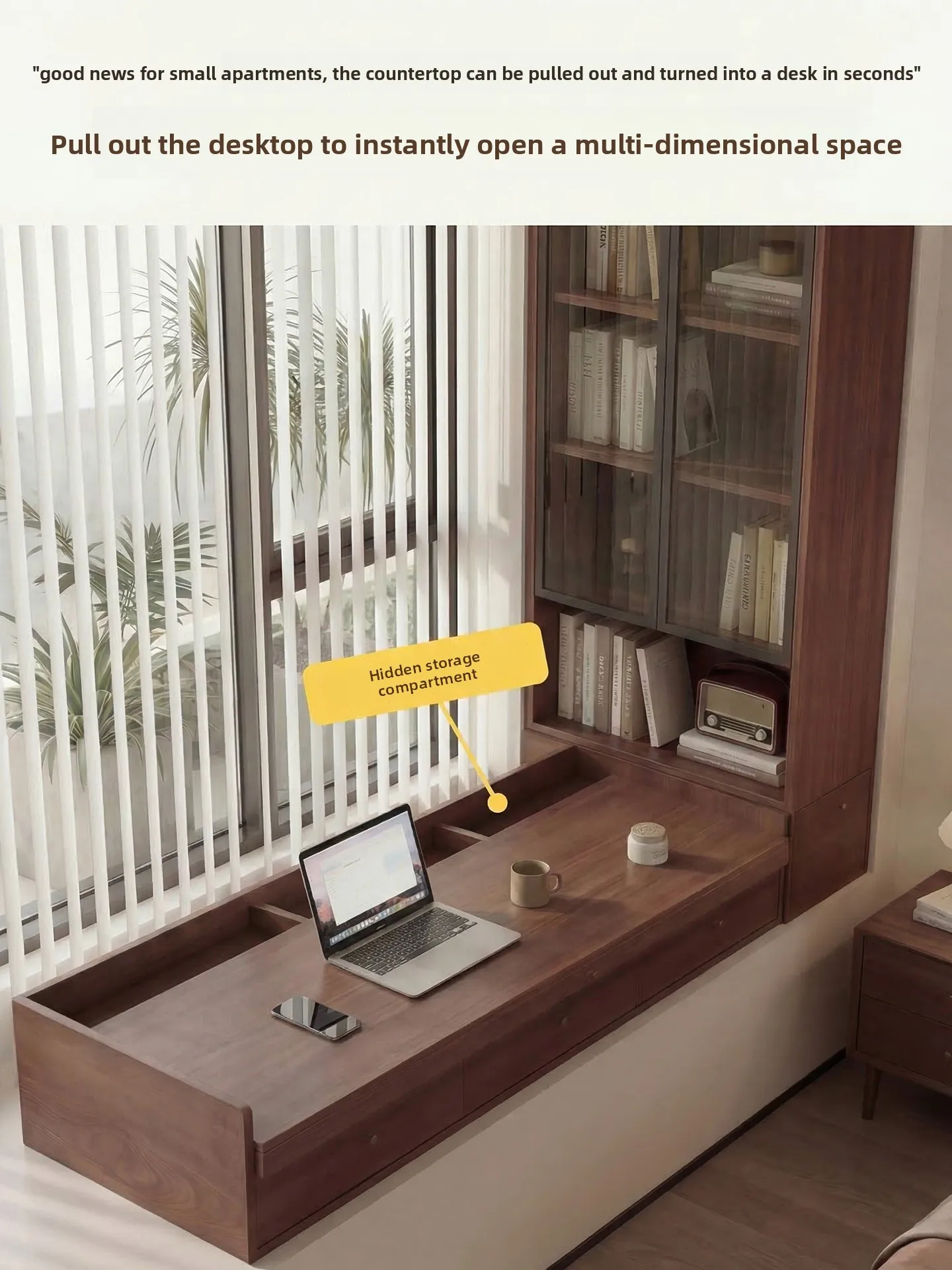 Yjq bay window cabinet bedroom balcony wall integrated storage cabinet computer desk glass door