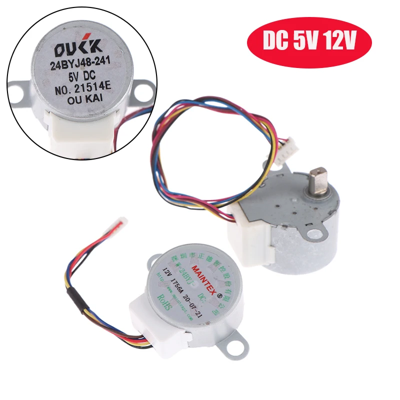 

4-Phase 5-Wire DC 5V 12V Gear Stepper Motor With 15CM Cable 24BYJ48 Reduction For Single Chip Microcomputer/Camera Monitoring