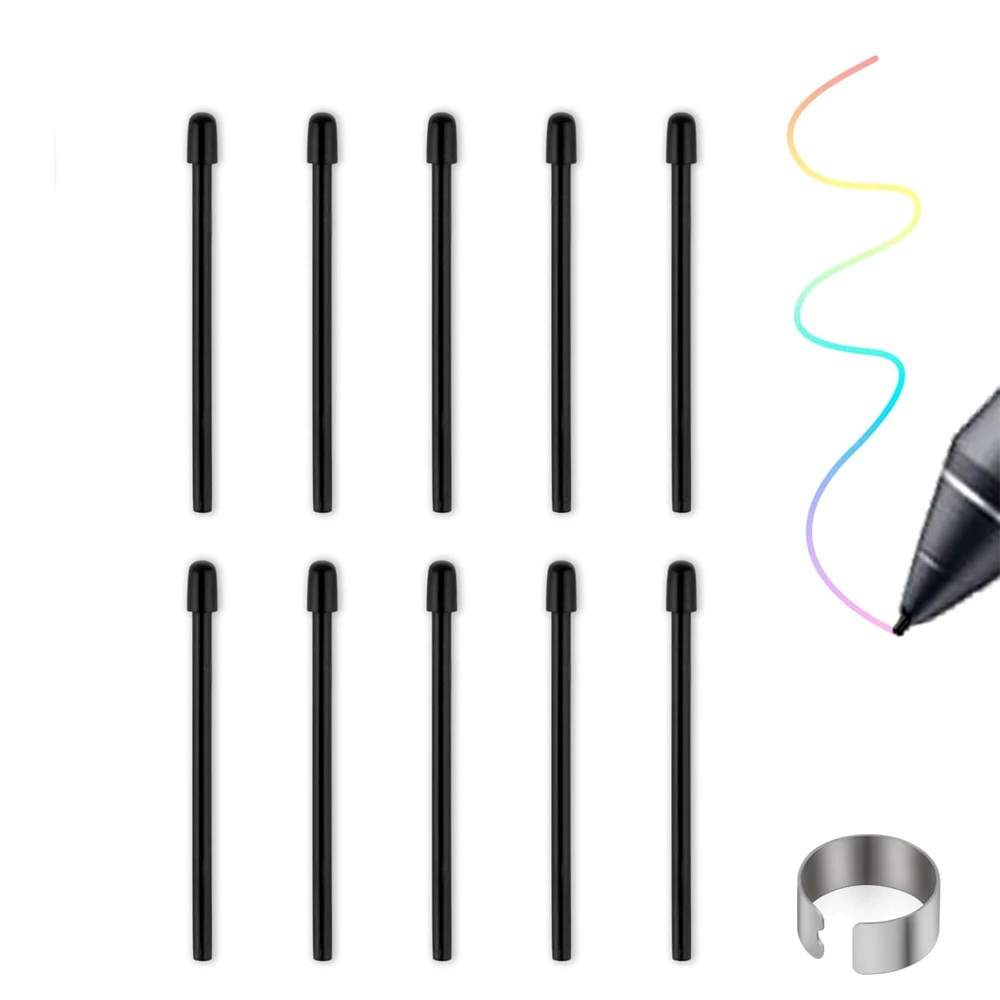 for WA-COM Standard Pen Nibs 10 Pcs Black Replacement Refill Pen Tips for Intuos Pro for IMobileStudio Pro for Cintiq Pro