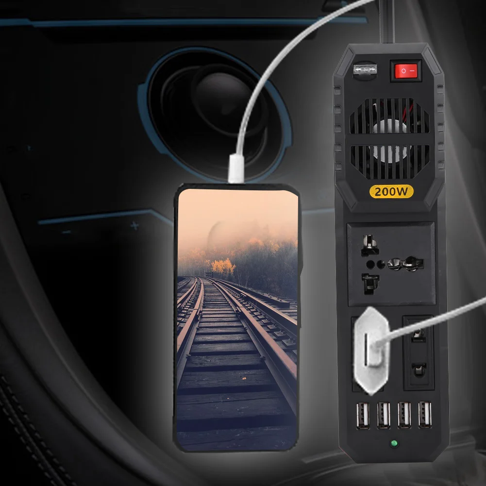 

200 Вт инверторный преобразователь мощности 200 Вт 12 В в переменный ток 220 В автомобильный инвертор преобразователь прикуривателя USB