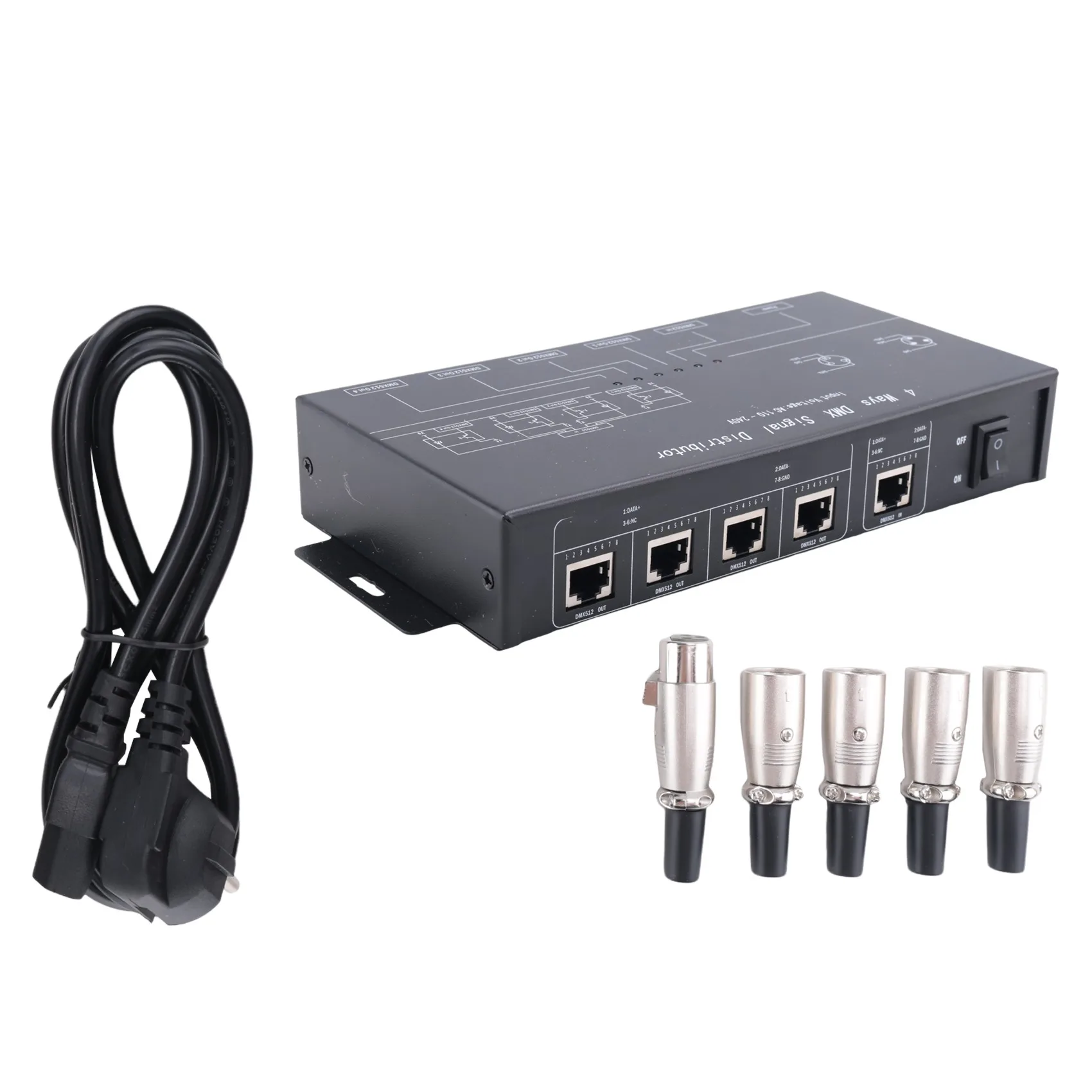 DMX512 Amplifier Splitter DMX512 Signal Repeater 1CH DMX121 4CH 4 Output Ports DMX124 Signal Distributor, AC100V-240V