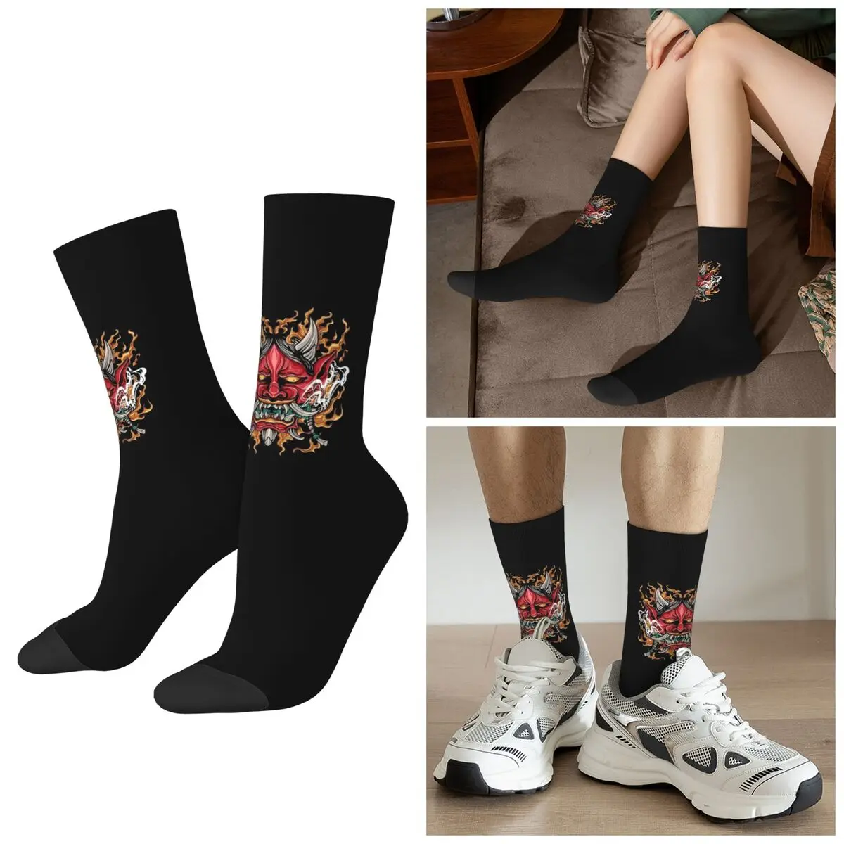 

All Seasons Japanese Mask Socks Harajuku Sport Middle Tube Socks Funny Stockings for Men Women Christmas Gifts