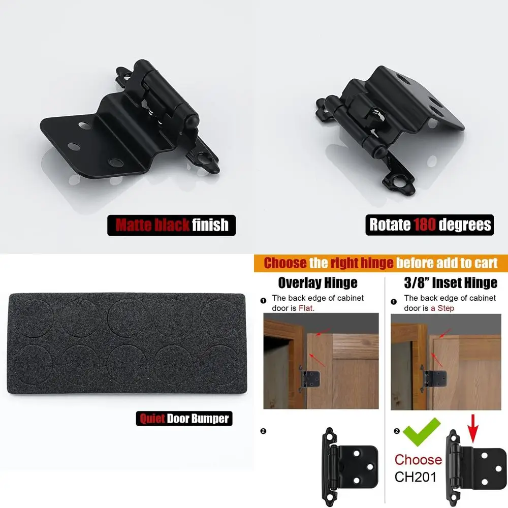 

Black 3/8 Inset Cabinet Hinges, 50 Pack (25 Pairs), Kitchen Hardware, Lush Ace Mount, Suitable for 9mm/0.375 Thick Doors