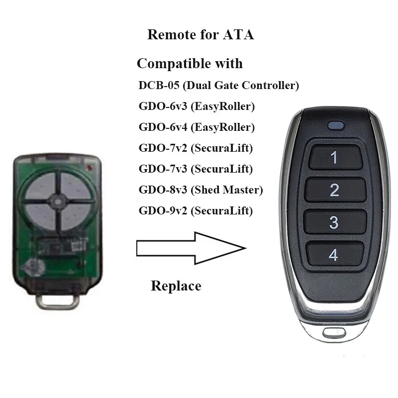 ATA PTX5 PTX5v1 PTX5v2 PTX2 PTX2v1 PTX2v2 TrioCode Garage Door Opener Remote Control 433.92MHz Hand Transmitter