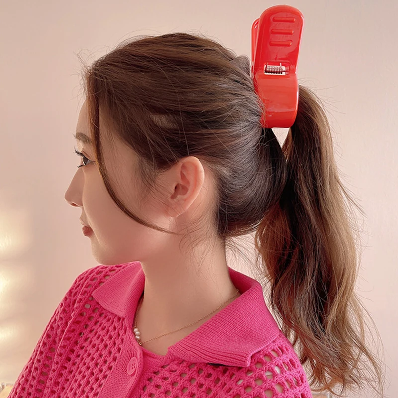 Pinza de pelo de tiburón para adulto y niño, horquilla de cola de caballo roja, pinza de pelo coreana, accesorios para la cabeza, regalo