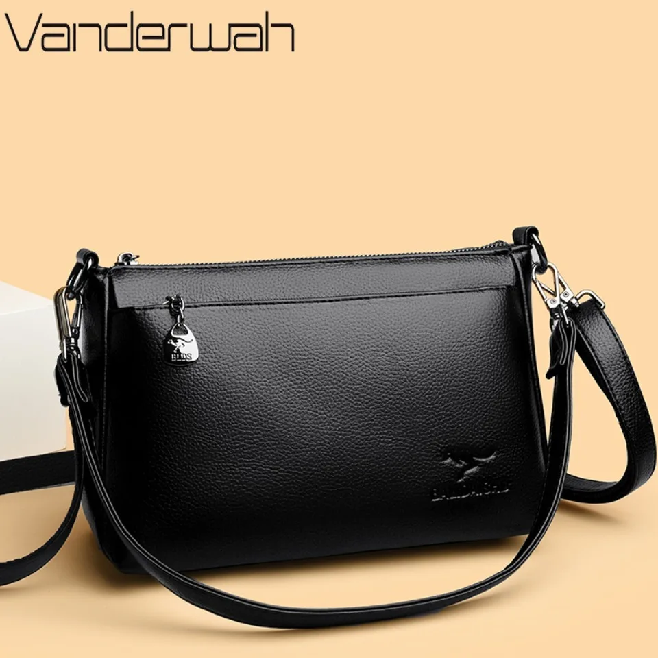 

Genuine Brand Soft Pu Leather Shoulder Messenger Bag Women's Solid Color Crossbody Bag Purses and Handbags Ladies Sac A Main