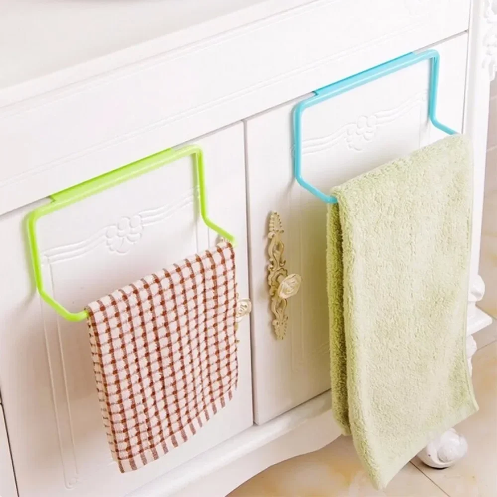 1Pcs Plastic Hanging Holder Towel Rack Multifunction Cupboard Cabinet Door Back Kitchen Accessories Home Storage Organizer