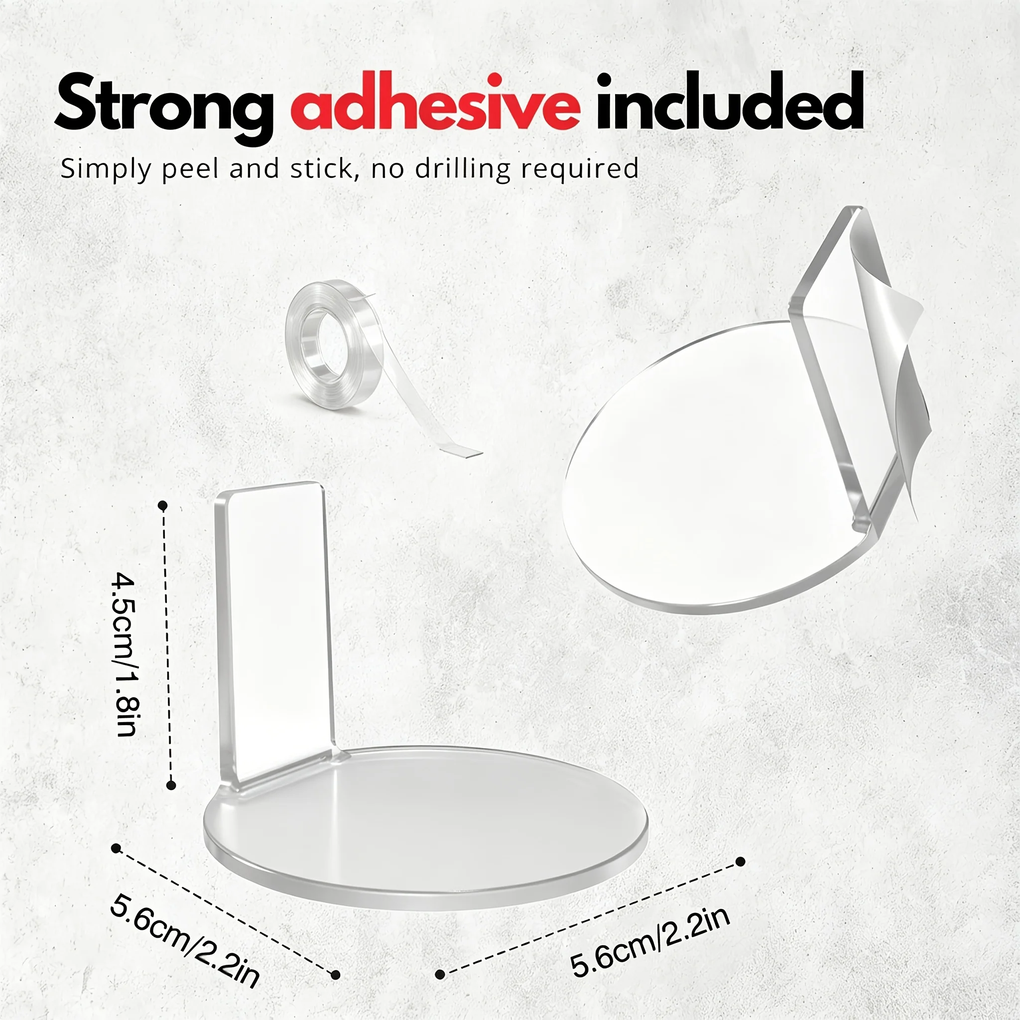 6 pieces of transparent acrylic no-drill adhesive L-shaped wall shelves for displaying figurines and blind boxes