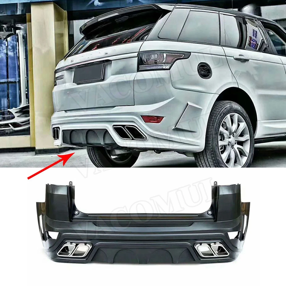 

PP Material Body Kits Rear Bumper Lip Diffuser With Exhaust Muffer Tips for Land Rover Range Rover Sport RRS 2014 2015 2016