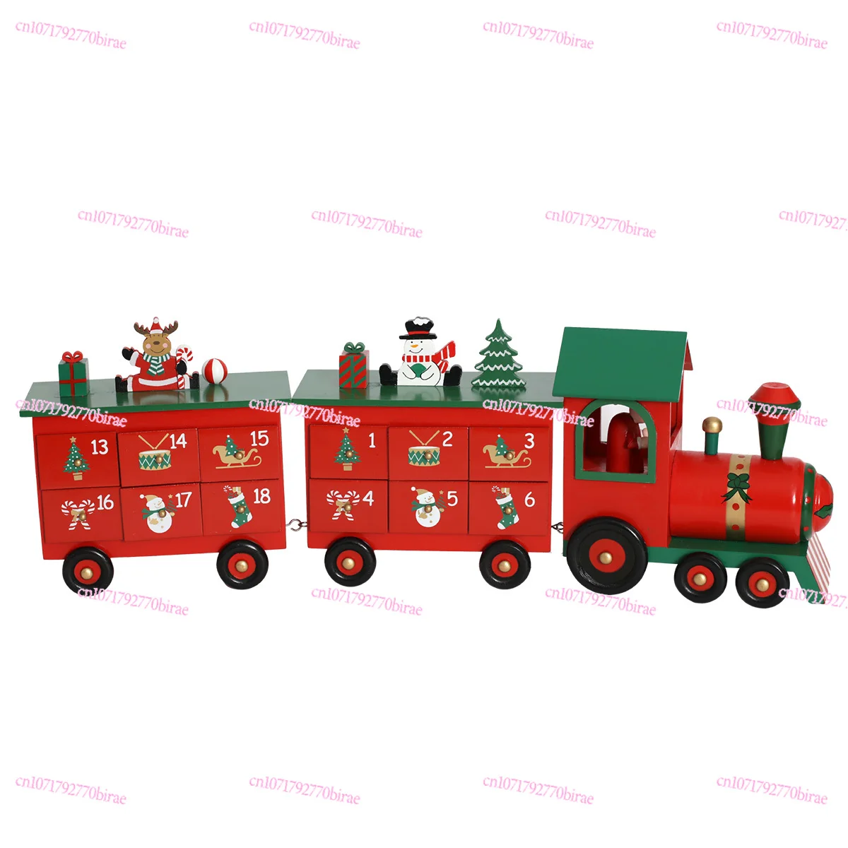 

Christmas Countdown Wooden Train Calendar Candy Box Ornament Decorative Gift 61cm