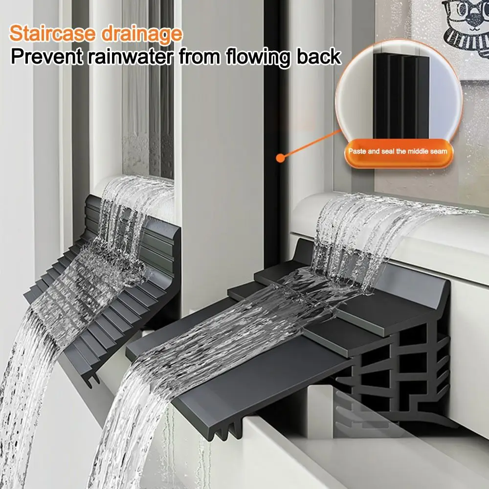 1m/1.5/2m Window Water Blocking Bar Self-Adhesive TPE Window Waterproof Baffl Edge Sealing Windproof Home Weatherstrip