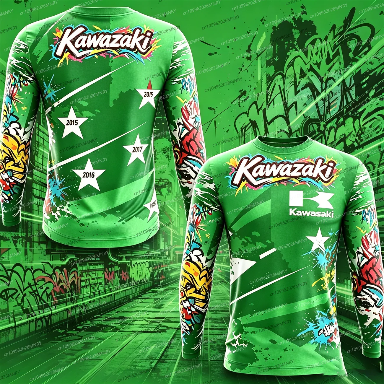 

Kawasaki Motocross T-shirt men Summer man longsleeve Quick Drying Cycling Suit Women Oversized tshirt Sports Sleeved Top