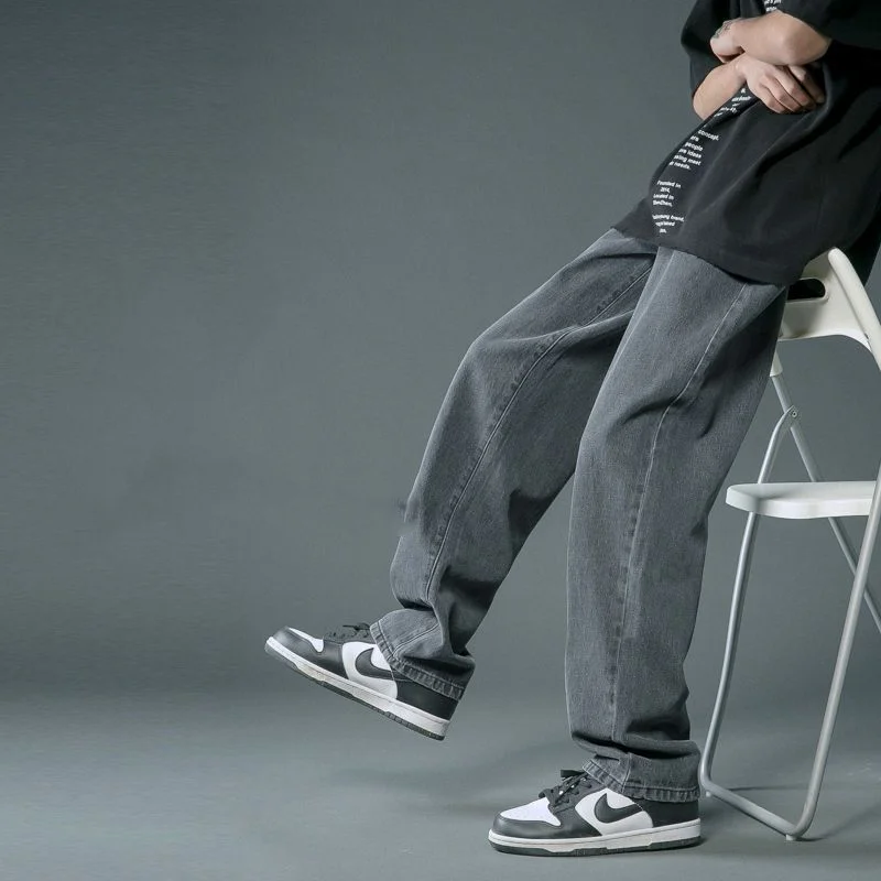 2023 Summer New Solid Color Elastic Waist Pockets Wide Leg Trousers Man Fashion Casual Loose Thin Style All-match Straight Pants