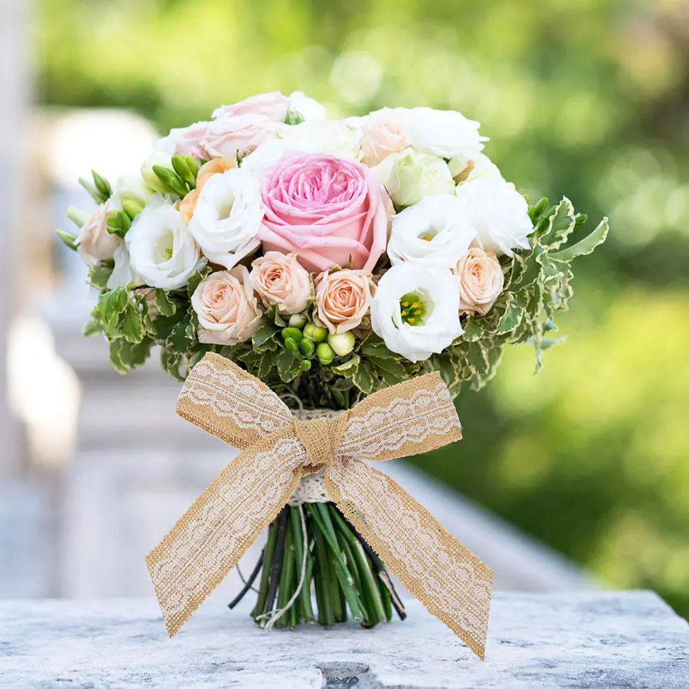 

4pcs 4 Rolls Natural Burlap Napkin Rings Diy Jute Lace Ribbons For Christmas Tableware Decoration Gift Wrapping Craft Supplies