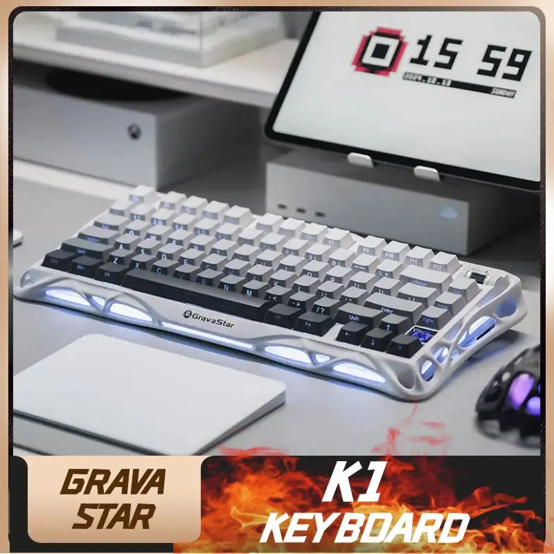 

GRAVA STAR K1 Gradual Change Mechanical Keyboard, Three-mode Customization, Hot-swappable Cyberpunk RGB Backlight