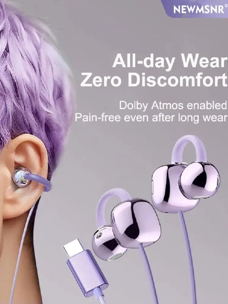 Écouteurs filaires à clipser de Type C et 3.5mm, oreillettes de sport, son HIFI, mains libres, casques de jeu avec micro HD, pour Samsung, nouveau