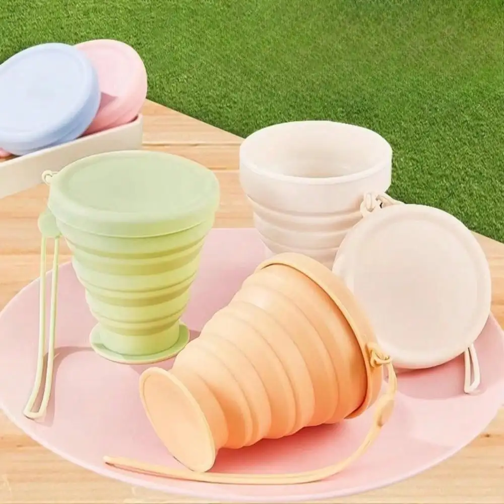 

Silicone Folding Travel Water Cup Press Shrinkage Outdoor Water Cup Is Easy To Carry And Can Store Water Cup Candy Color