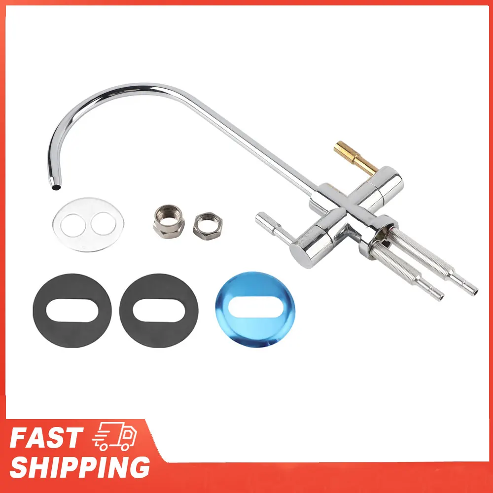 

1/4'' Double Holes Sink Faucet Tap Chrome Reverse Osmosis RO Drinking Water Filter