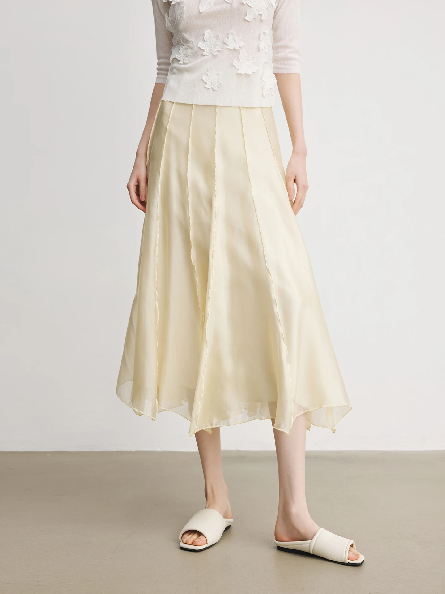 

Женская длинная юбка А-силуэта Annata Pear Blossom из лиоцелла с высокой талией, драпировкой и эффектом влажного шелка, из смесового полиэстера с влагоотводящими свойствами