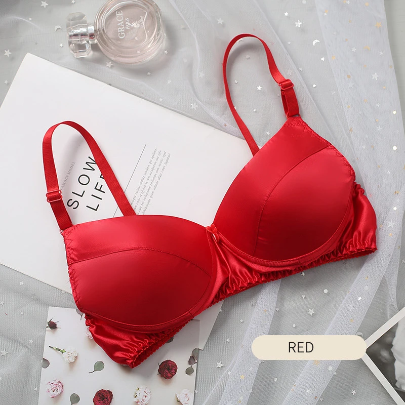 Silk bra smooth no underwire comfortable summer cup bra thin underwear