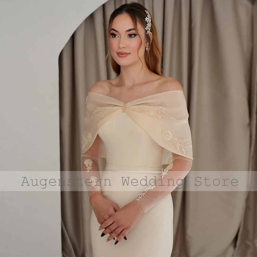 Elegant Wedding Guest Dresses Jersey Sheath/Column Wedding Party Dress Champagne Beading Split Bridal Gown Midi 2025