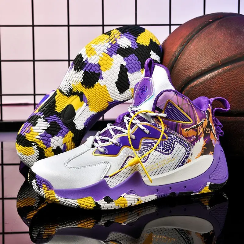 Mens Basketball Shoes Gym Training Sports Basketball Shoes Breathable Shock Absorbing Slip Resistant Wearable Running Shoes