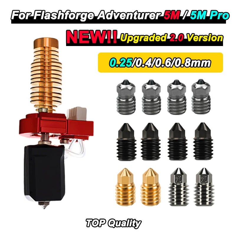 

New Upgrade Hotend For Flashforge Adventurer 5M / 5M Pro Pinting Head 280℃ Ceramic Heating Block Kit AD5M Hard Steel Nozzle Hot