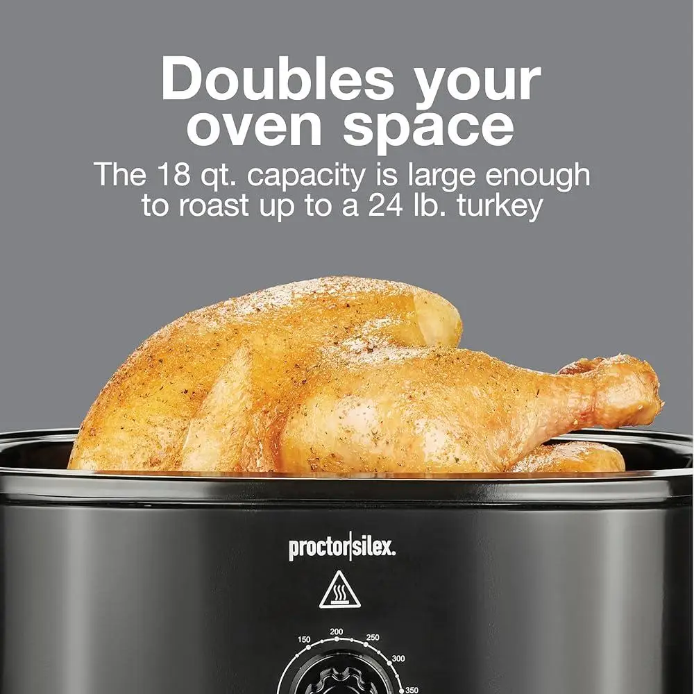 فرن شواء كهربائي سعة 18 لترًا، قابل للتعديل للتحكم في درجة الحرارة، غطاء ذاتي التغطية، وعاء قابل للإزالة، رف طبخ بسعة كبيرة رطبة