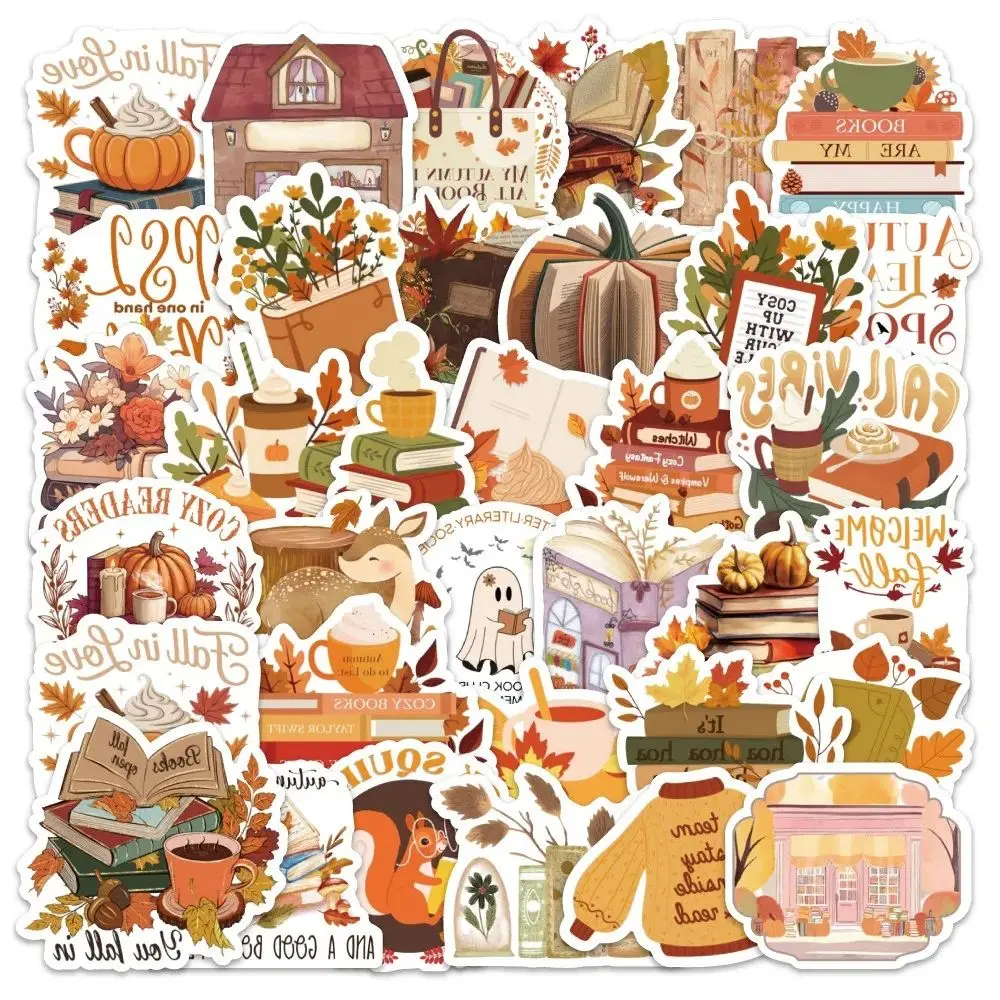

50 шт., осенние книжные маленькие свежие наклейки с героями мультфильмов, декоративные наклейки для мобильного телефона, скейтборда, багажа