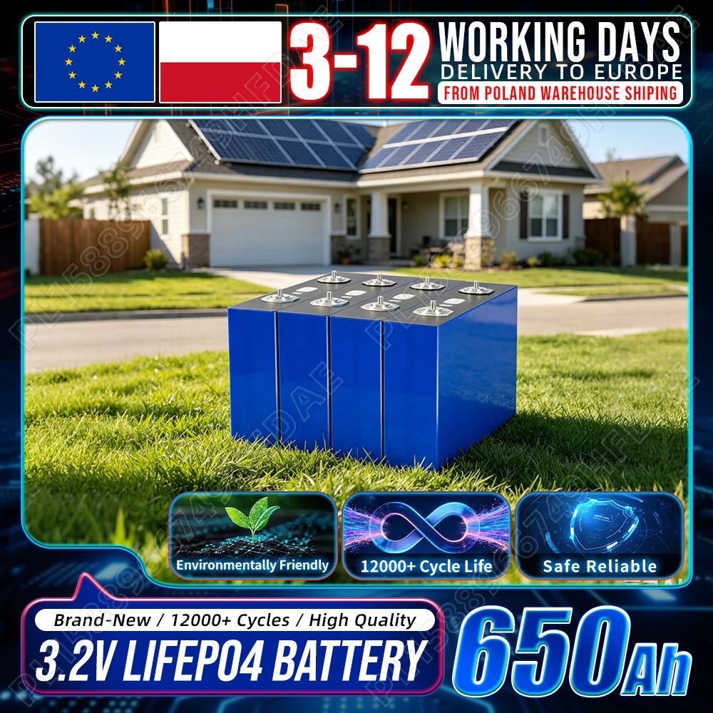Grado A 650Ah LiFePO4 batterie 12000 cicli 3.2V batterie ricaricabili al litio fosfato di ferro fai da te 12V 24V 48V pacchetto di batterie adatto per energia solare camper fuori rete stoccaggio di