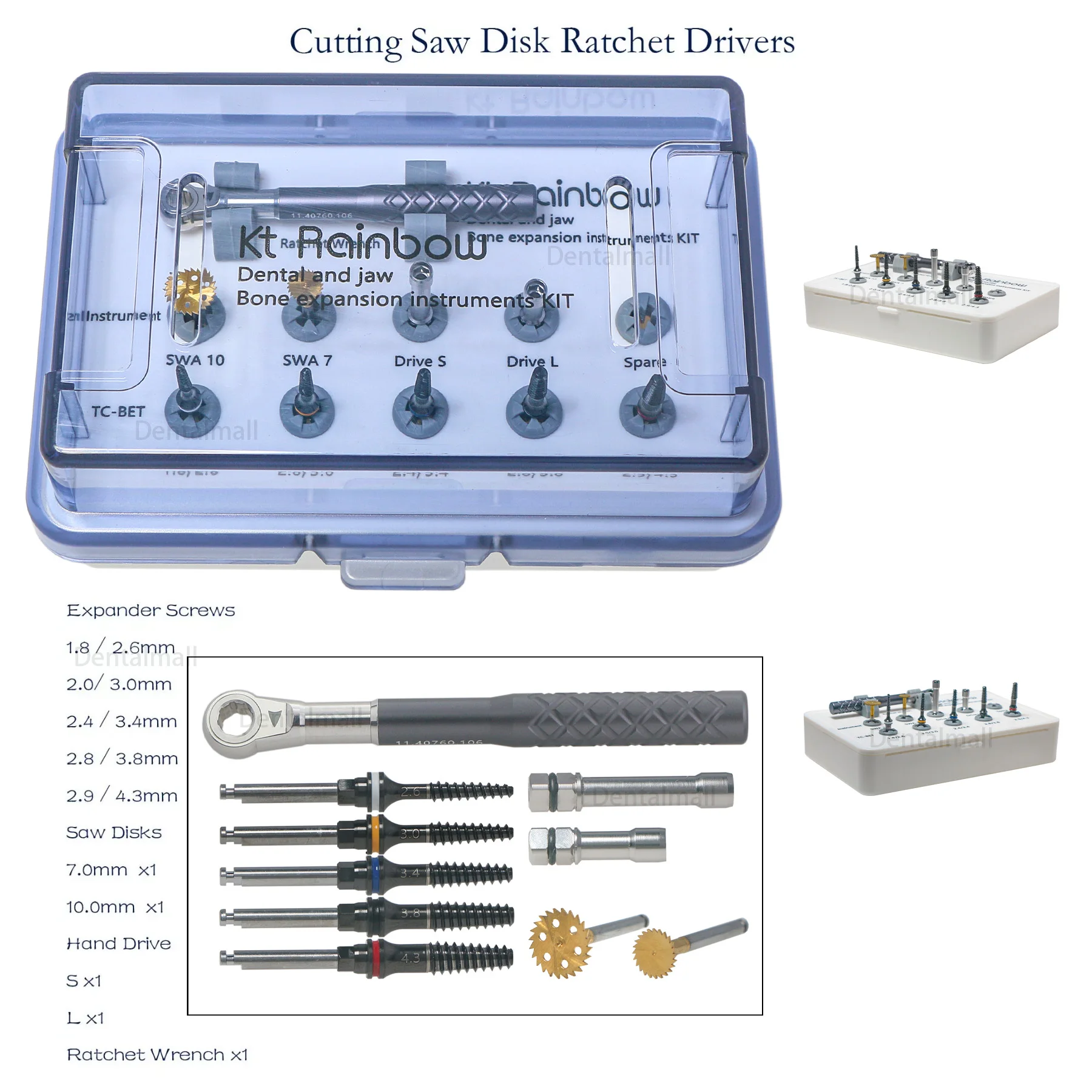 

Dental Jaw Bone Expansion Tool Kit Screws Cutting Saw Disk Ratchet Drivers Wrench