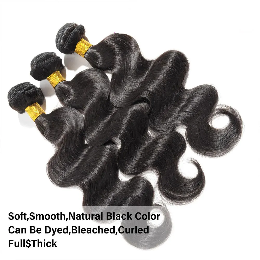 Body Wave 100% Human Hair 1 3 4 Bundles Extensions Brazilian Natural Black Water Wave Raw Hair Virgin Hair Weaving 12 32 Inch