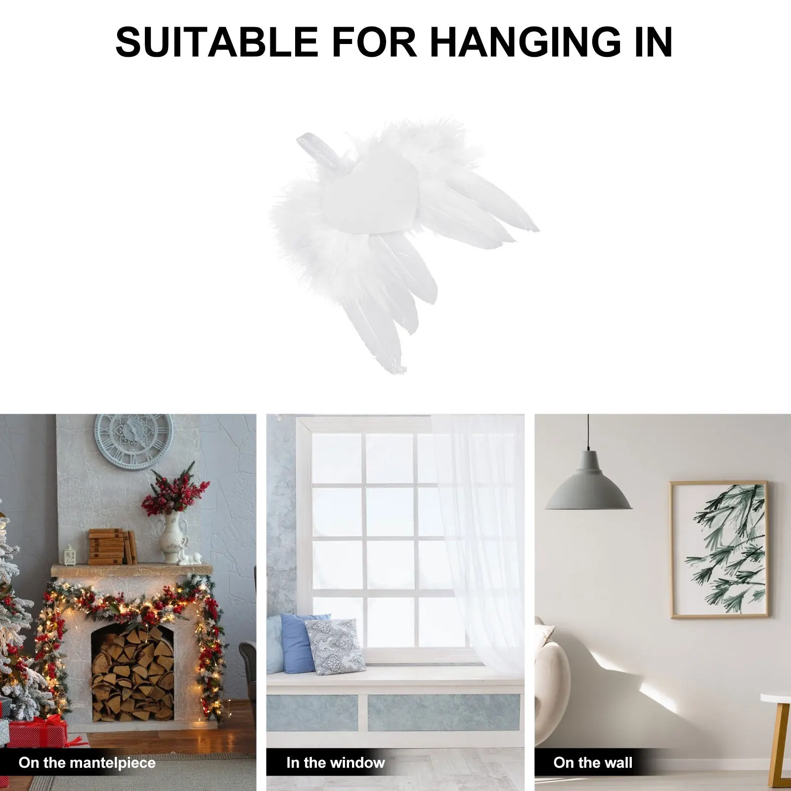 

3Pcs Angel Wing Hanging Pendants DIY Sublimation Ornament for Valentine's Day Decor Wall Home Fireplace Window Decoration