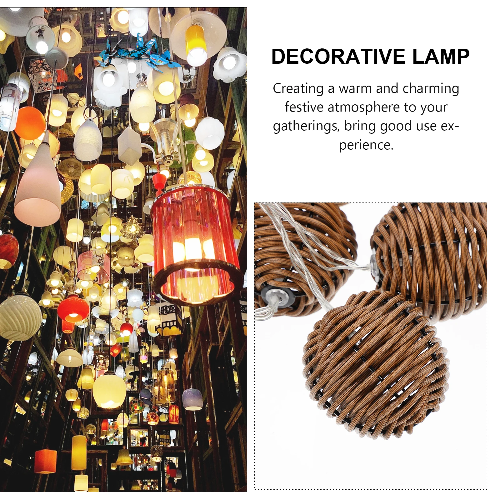 

1 Set Led Decorative String Light Imitation Rattan Operated Creative Lamp Party Atmosphere Night Light Festival Decor