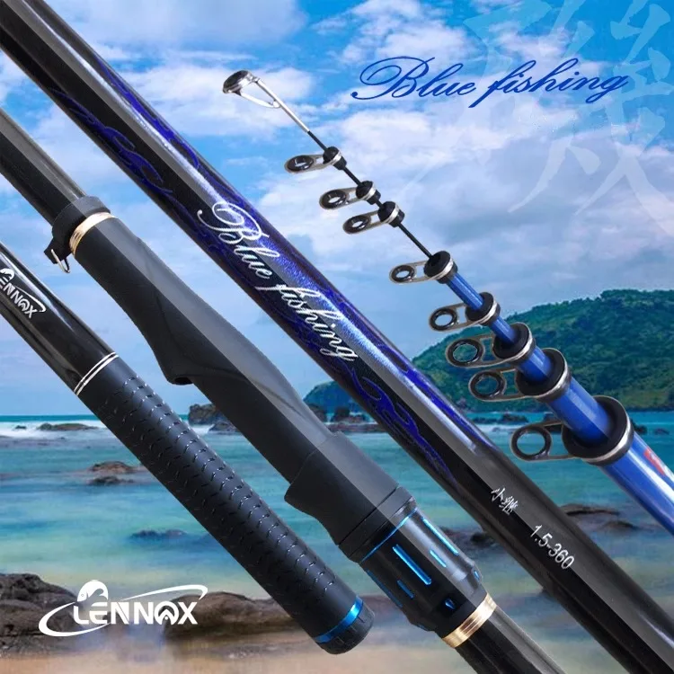 LENNOX BLUE FISHING Rock Fishing Rod 1#1.5#2# 2.7-3.6m Ultralight Boat Saltwater Freshwater Telescopic Pole For Coast