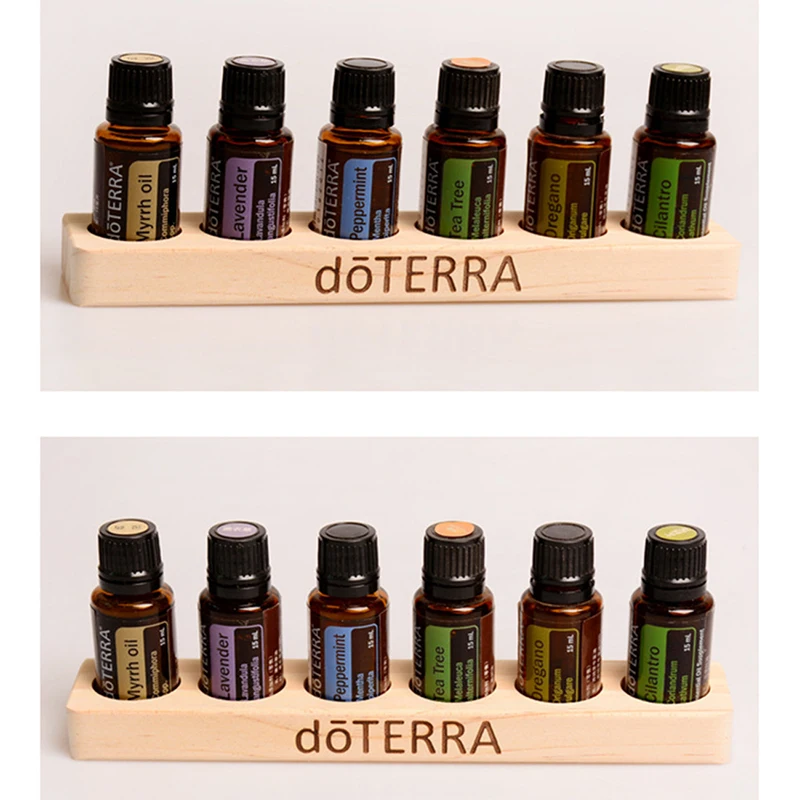 1 قطعة من الضروري النفط خشبية عرض موقف 6 حفرة الضروري النفط تخزين الرف السلس ل DoTERRA الزيوت الأساسية زجاجة عطر حامل