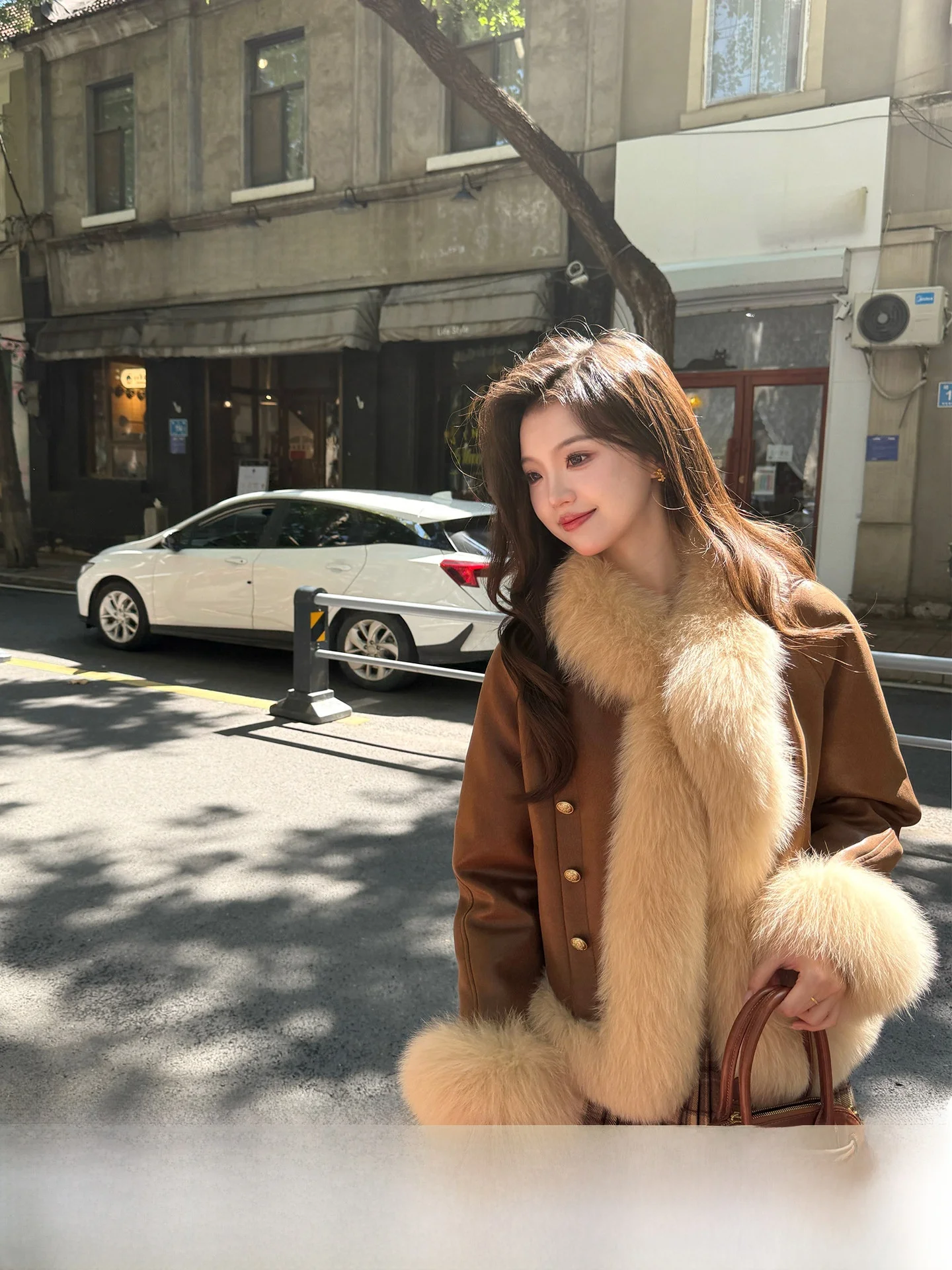 

yanna Fur ort down Jaet Women's Coat Youth Warmth Winter New Sle China Origin Long Sve Double Button