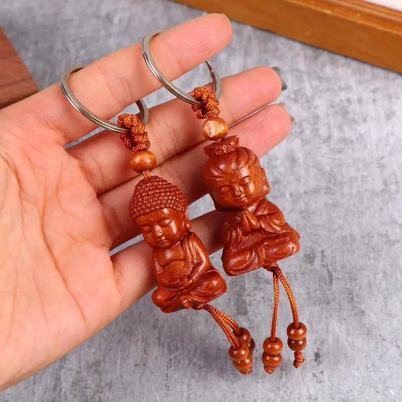 Buddhistischer Anhänger im Ethno-Stil, Schlüsselanhänger aus Holz, Taschenanhänger, Schmuckgeschenk, zum Gebet für Frieden und Glück – Detail 2
