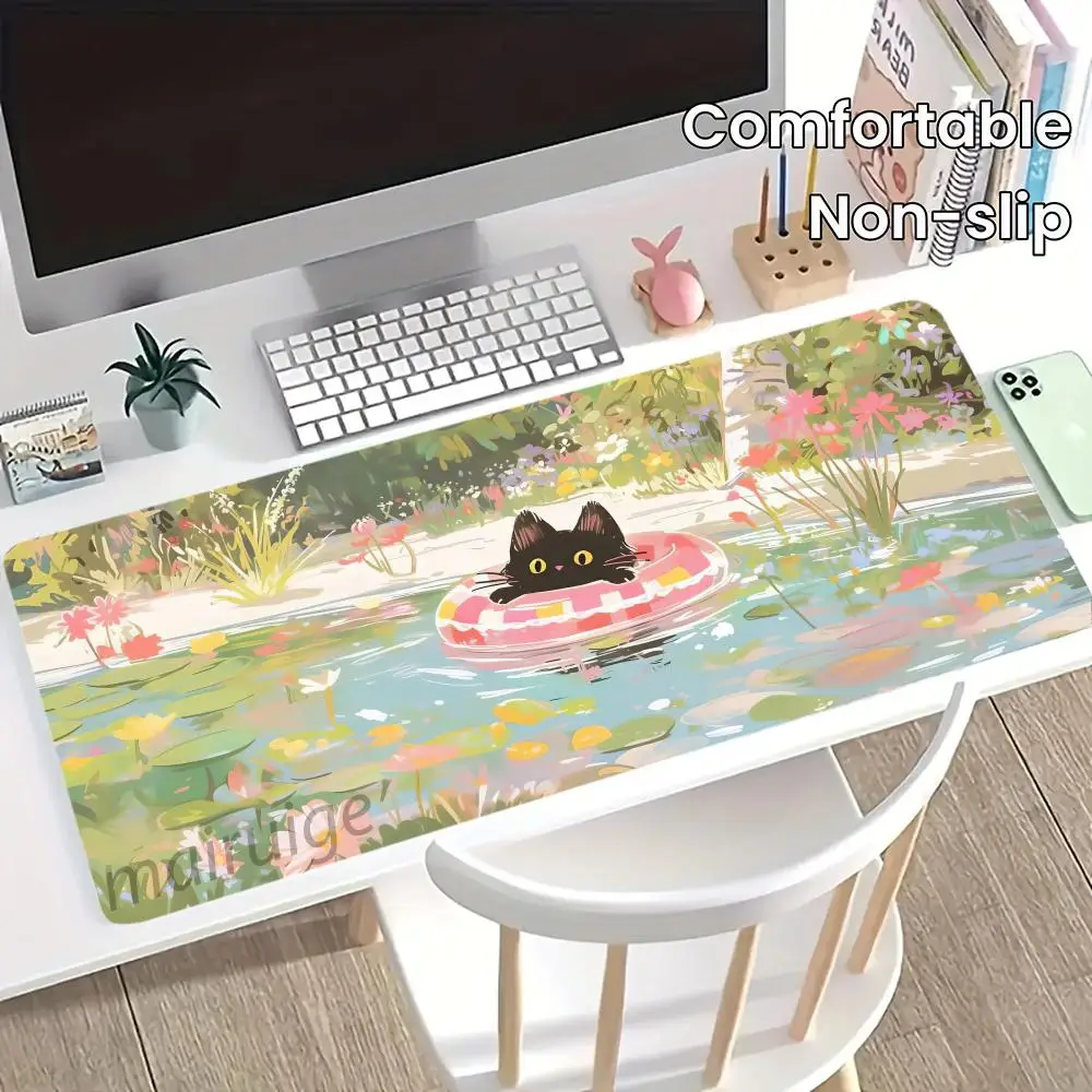 

Kawaii Cats Theme Mouse Pad Large Computer Office Game Table Mat XXL Rubber Anti-slip Stitched Edge Keyboard Mats Long Desk Pads