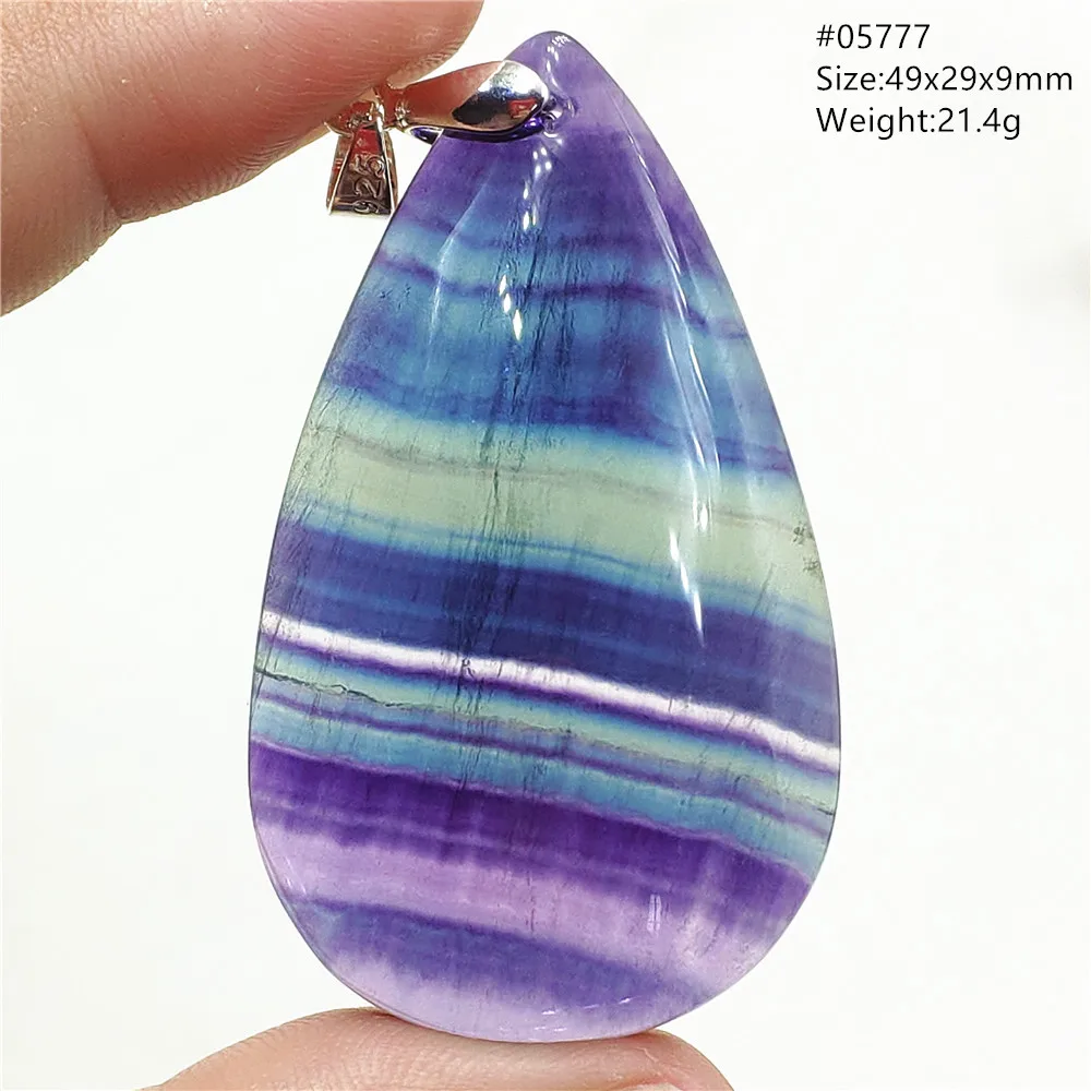 Natural Colorful Fluorite Quartz Pendant Necklace Water Drop Crystal Blue Purple Fluorite Rainbow Jewelry Rare Woman Men AAAAA