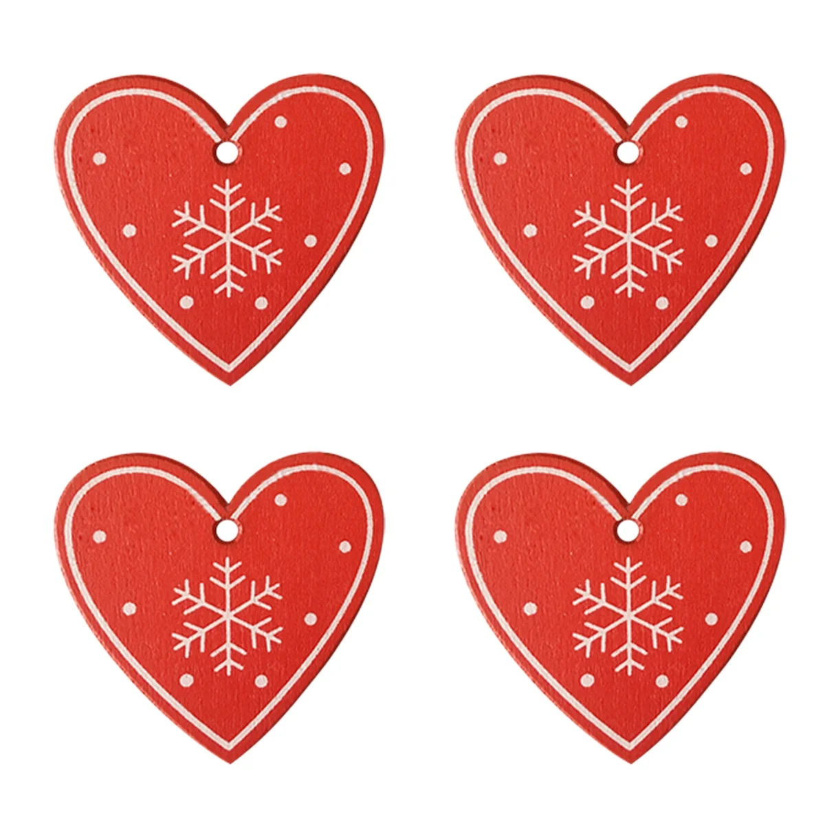 

16PCS Mixed DIY White&Red Tree/Heart/Star Wooden Ornaments For Christmas Party Xmas Tree Ornaments Kids Decorations Gifts