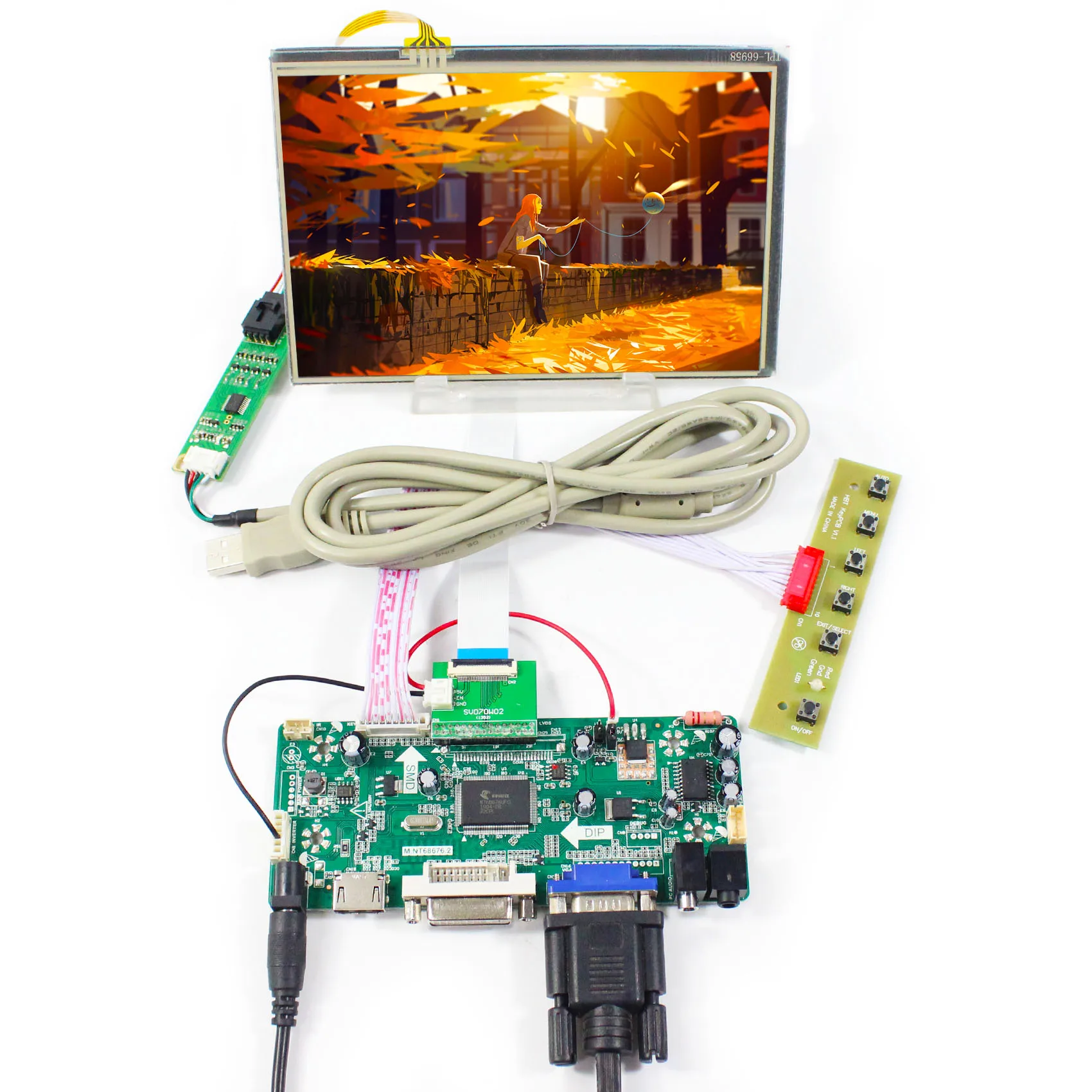 

7inch 1280X800 IPS LCD With Resistive Touch Panel Controller Board M.NT68676