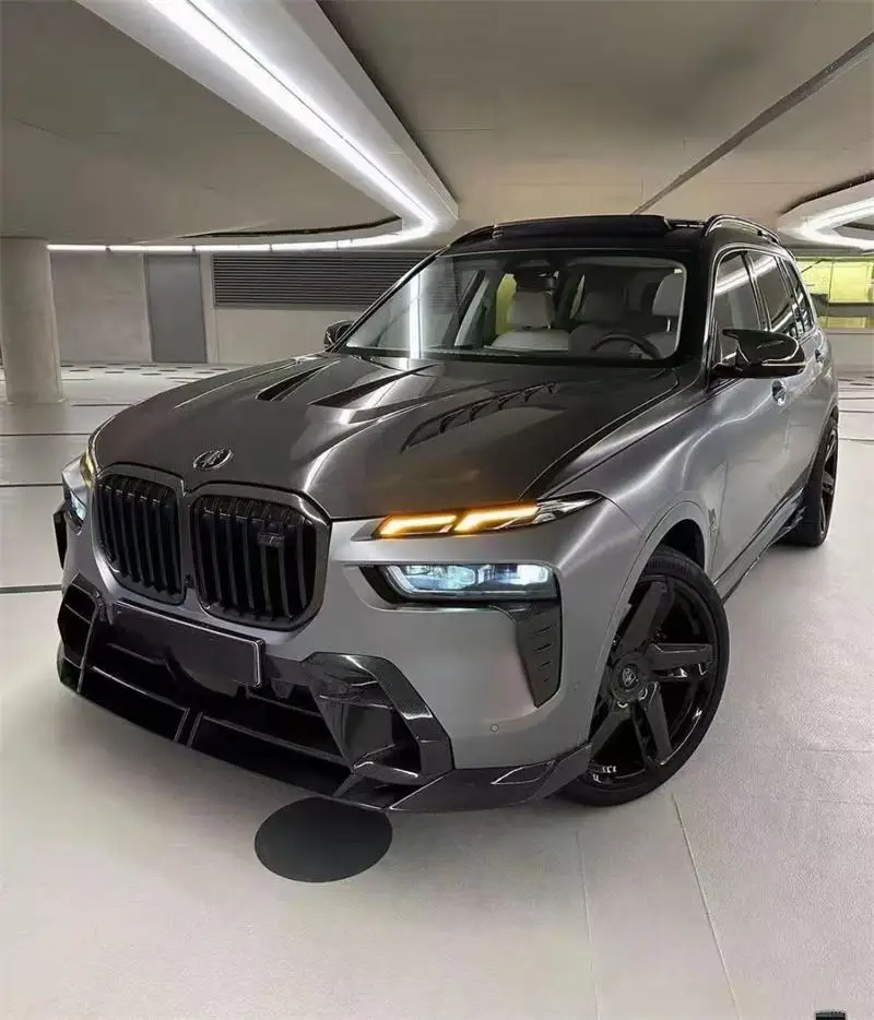 لسيارات BMW G07 X7 2023 2024 2025 ReaI ألياف الكربون الجبهة حافة مصد السيارة الأمامية مدخل هواء مصبغة سبويلر عدة