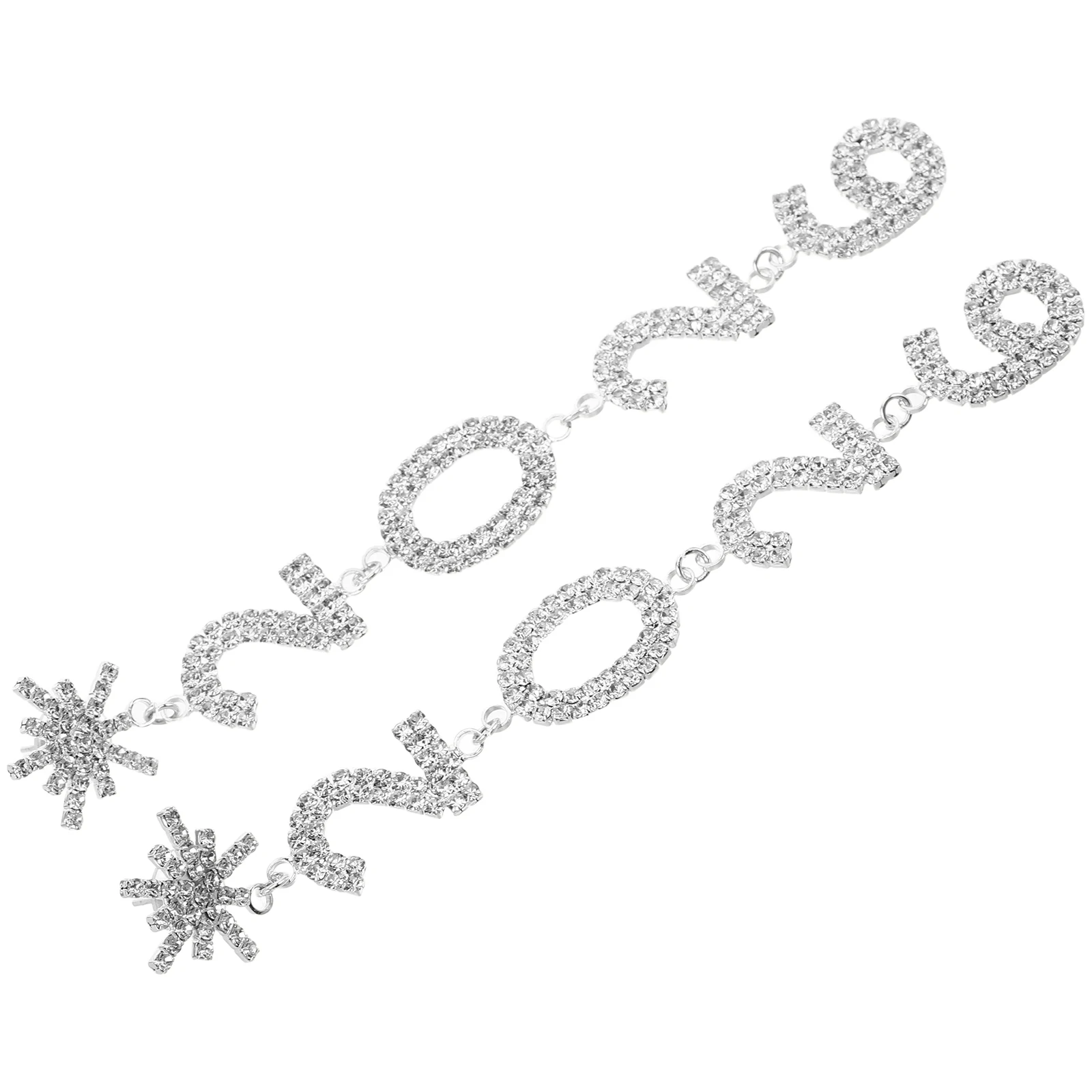 

1Pair Rhinestone Snowflake Earrings for Women Elegant Long Dangle Crystal Xmas Jewelry Festive Party Wear Shiny Gift for Her