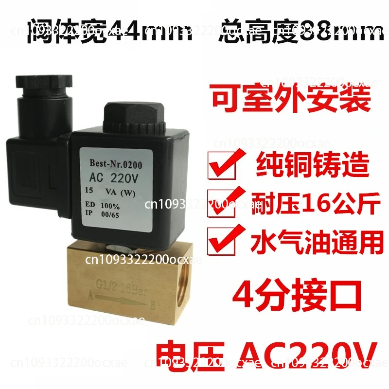 

All copper high pressure one inlet and one outlet water valve, fluid control valve 4 points, all copper valve AC110V 220V