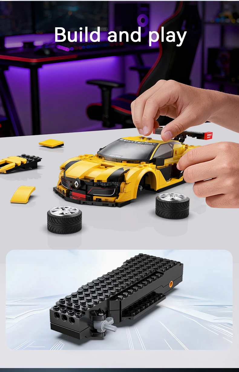 CaDA 1:24 Baustein-Autoset / Renault / Supersportwagen / Retro-Auto / Weihnachtsgeschenk / Kinderspielzeug – Detail 10