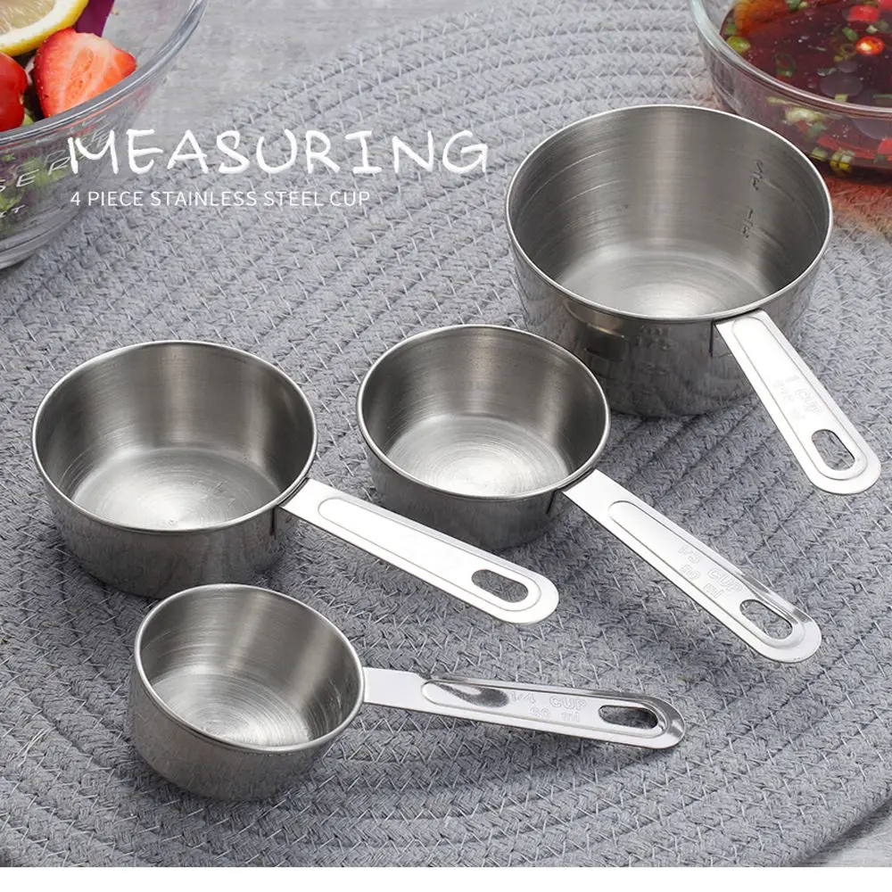 4 Pcs/Set Stainless Steel Measuring Cups Spoon Household Baking Flour Scoop Kitchen Gadgets Measuring Tool