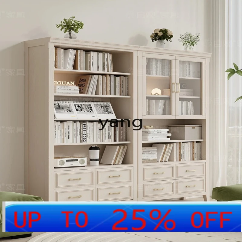 

LH Milk Brown Bookcase Display Cabinet Solid Wood Multifunctional Locker Furniture