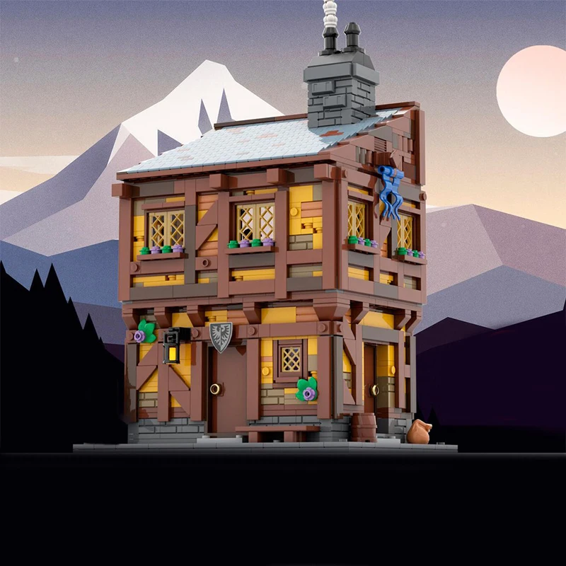 1590 個 MOC 中世の家 1 歴史的、素朴で詳細な DIY モデルビルディングブロック誕生日おもちゃギフト