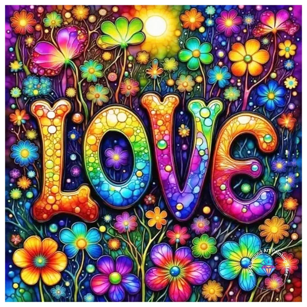 

Colorful Love Letter Landscape AB Diamond Painting Kit Square Round Diamond 5D DIY Mosaic Handmade Art Exquisite Gift Home Decor